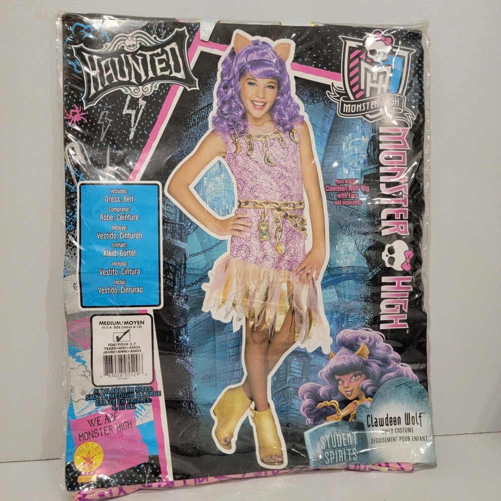 Monster High Clawdeen Wolf Haunted Costume Kids Medium 8-10 Rubies 610567 Purple